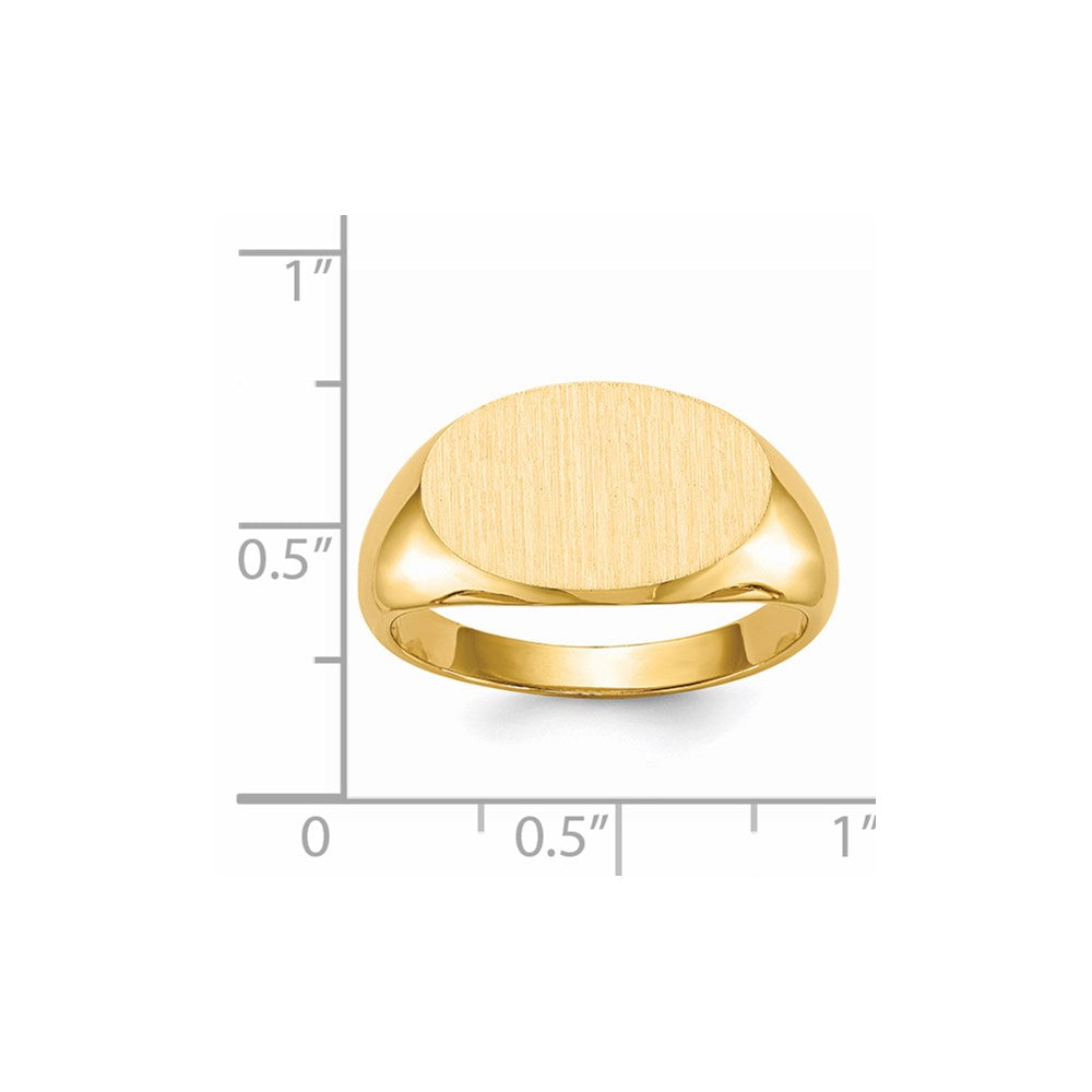 14K Gelbgold Herren-Siegelring mit geschlossener Rückseite, 11,0 x 16,5 mm