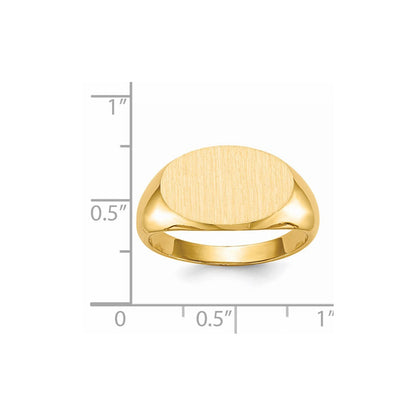 14K Gelbgold Herren-Siegelring mit geschlossener Rückseite, 11,0 x 16,5 mm