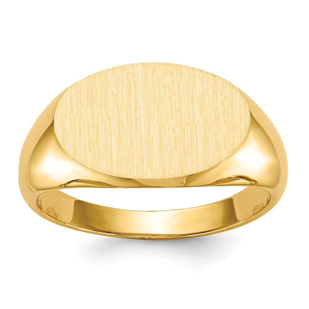 14K Gelbgold Herren-Siegelring mit geschlossener Rückseite, 11,0 x 16,5 mm