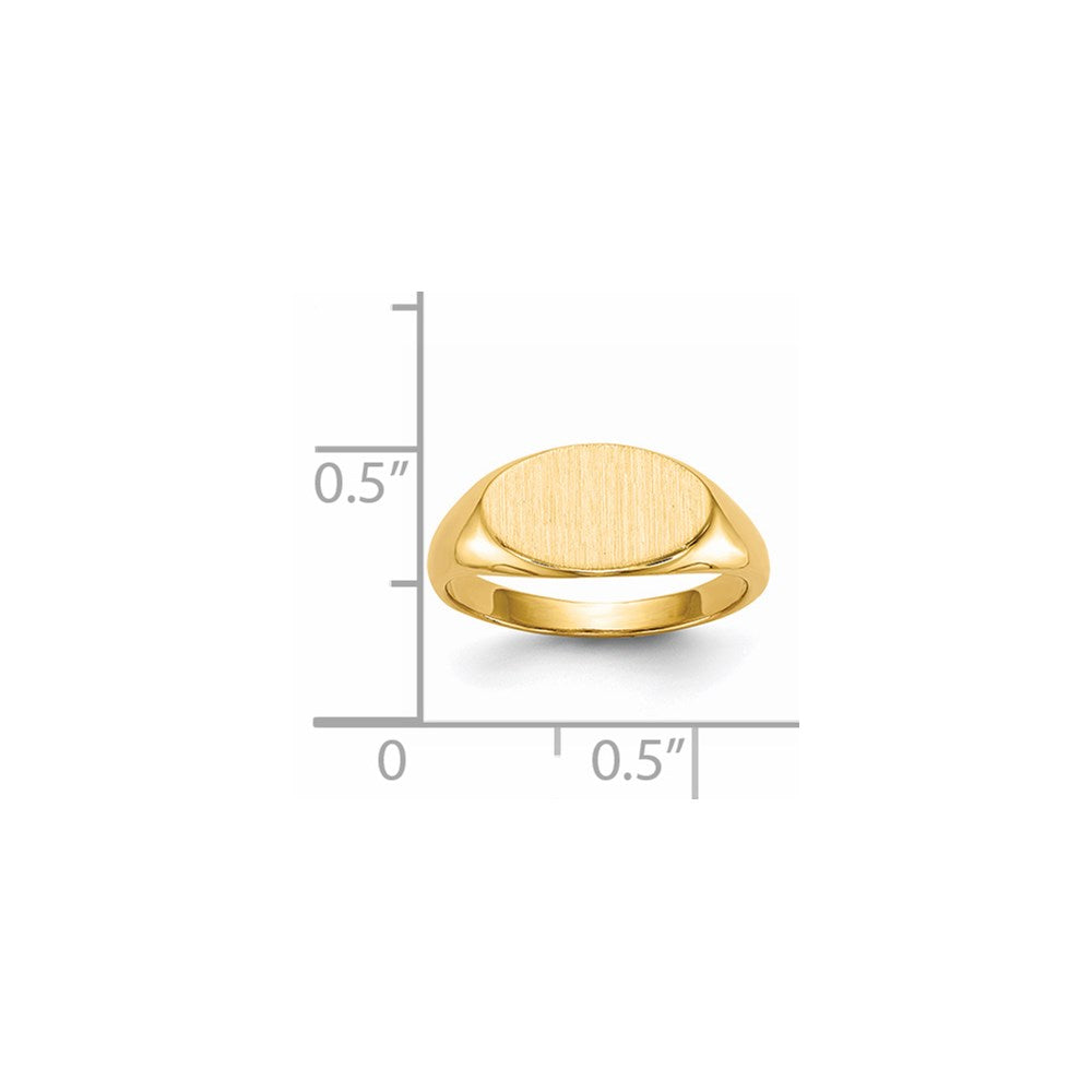 14K Gelbgold 7,0x12,0mm Siegelring für Kinder mit offener Fassung