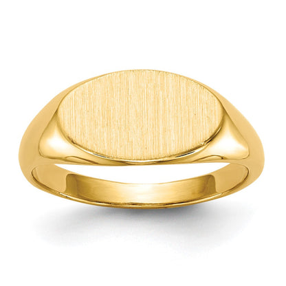 14K Gelbgold 7,0x12,0mm Siegelring für Kinder mit offener Fassung