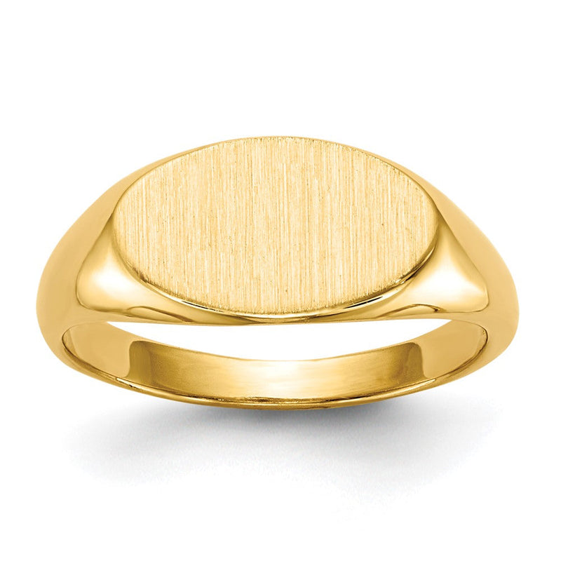 14K Gelbgold 7,0x12,0mm Siegelring für Kinder mit offener Fassung