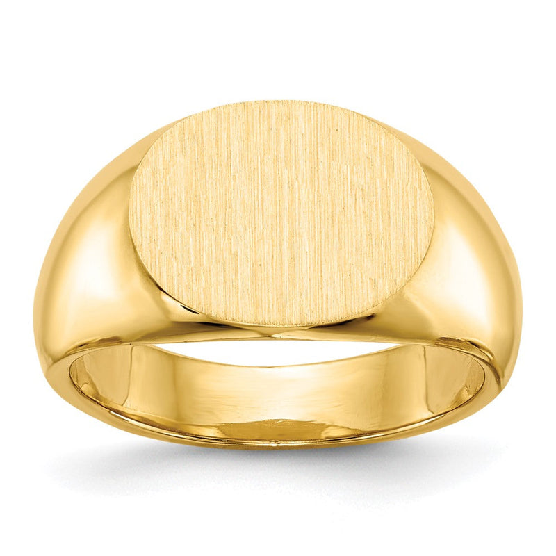 14K Gelbgold Siegelring mit geschlossenem Boden, 9,5x12,5mm