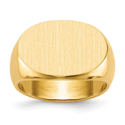 14K Weißgold 14,0x19,5mm Herren-Siegelring mit offener Rückseite