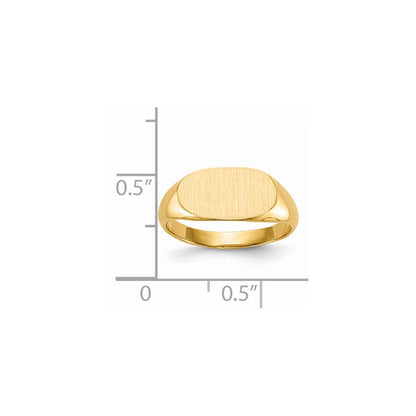 14K Gelbgold Siegelring mit geschlossener Fassung, 7,0x13,0mm