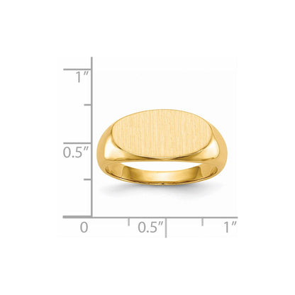 14K Gelbgold Siegelring für Herren mit geschlossener Fassung, 9,5 x 17,5 mm
