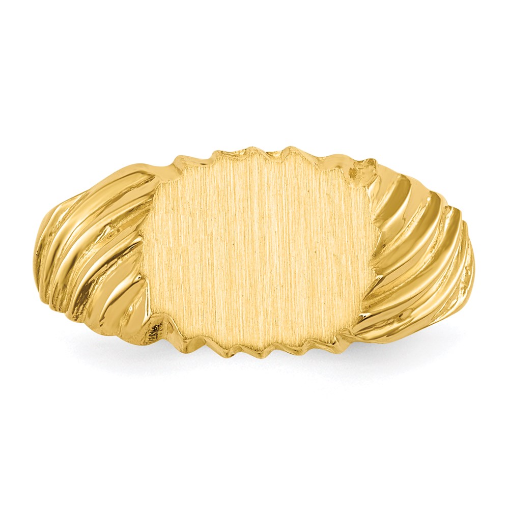 14K Gelbgold Siegelring mit offener Fassung, 7,0 x 10,0 mm