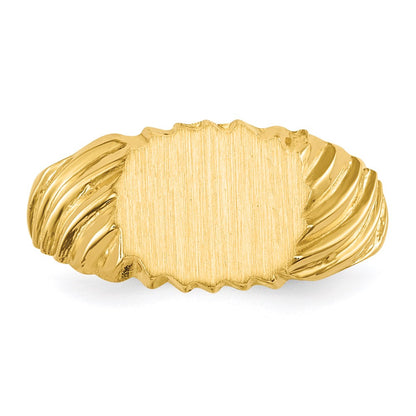 14K Gelbgold Siegelring mit offener Fassung, 7,0 x 10,0 mm
