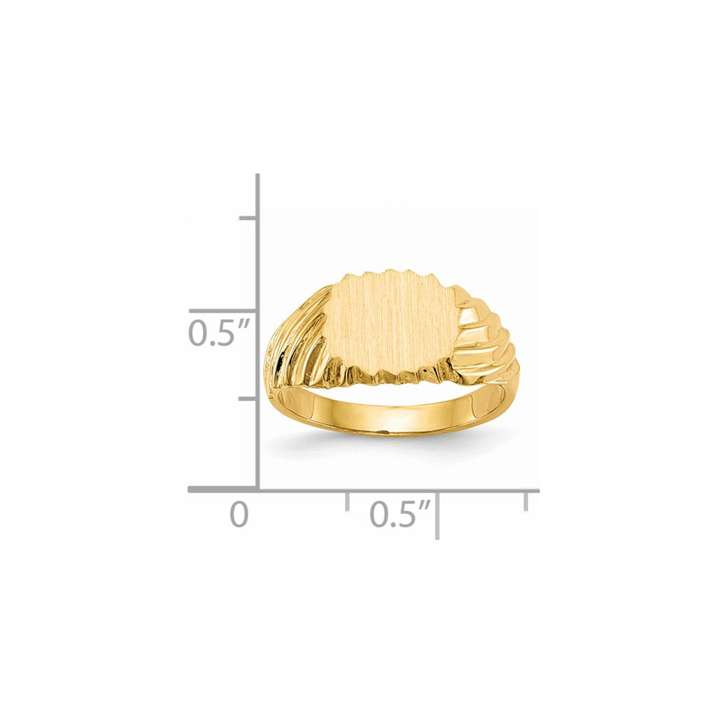 14K Gelbgold Siegelring mit offener Fassung, 7,0 x 10,0 mm