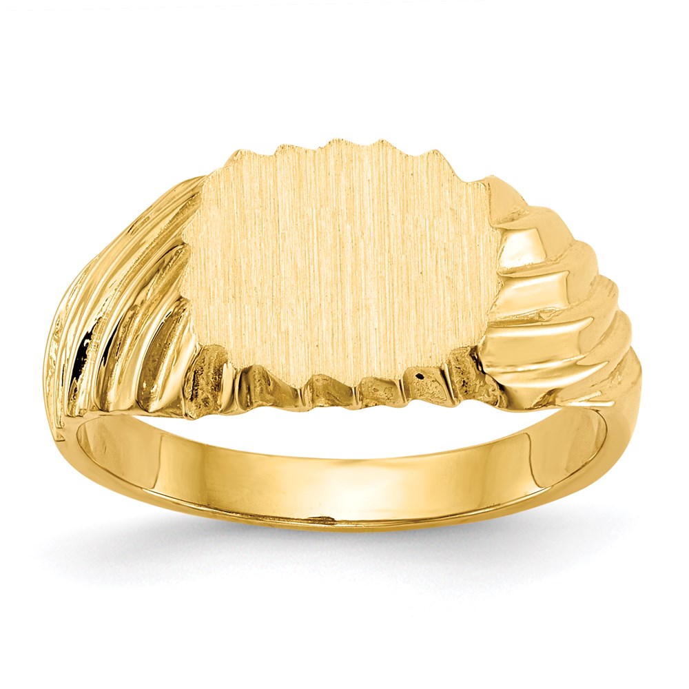 14K Gelbgold Siegelring mit offener Fassung, 7,0 x 10,0 mm