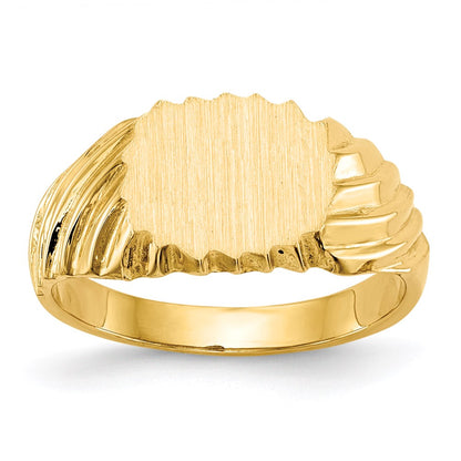 14K Gelbgold Siegelring mit offener Fassung, 7,0 x 10,0 mm