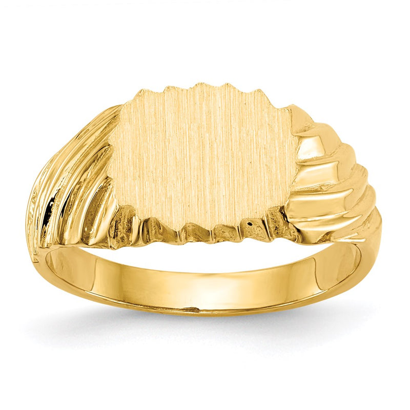 14K Gelbgold Siegelring mit offener Fassung, 7,0 x 10,0 mm