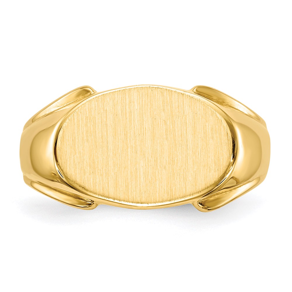 14K Gelbgold Herren-Siegelring mit geschlossener Rückseite, 10,5x17,0 mm
