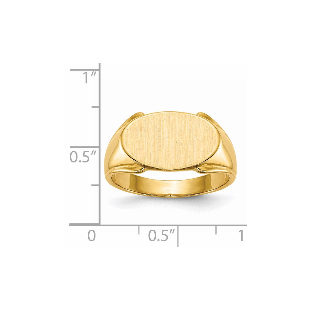 14K Gelbgold Herren-Siegelring mit geschlossener Rückseite, 10,5x17,0 mm