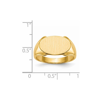 14K Gelbgold Herren-Siegelring mit geschlossener Rückseite, 10,5x17,0 mm