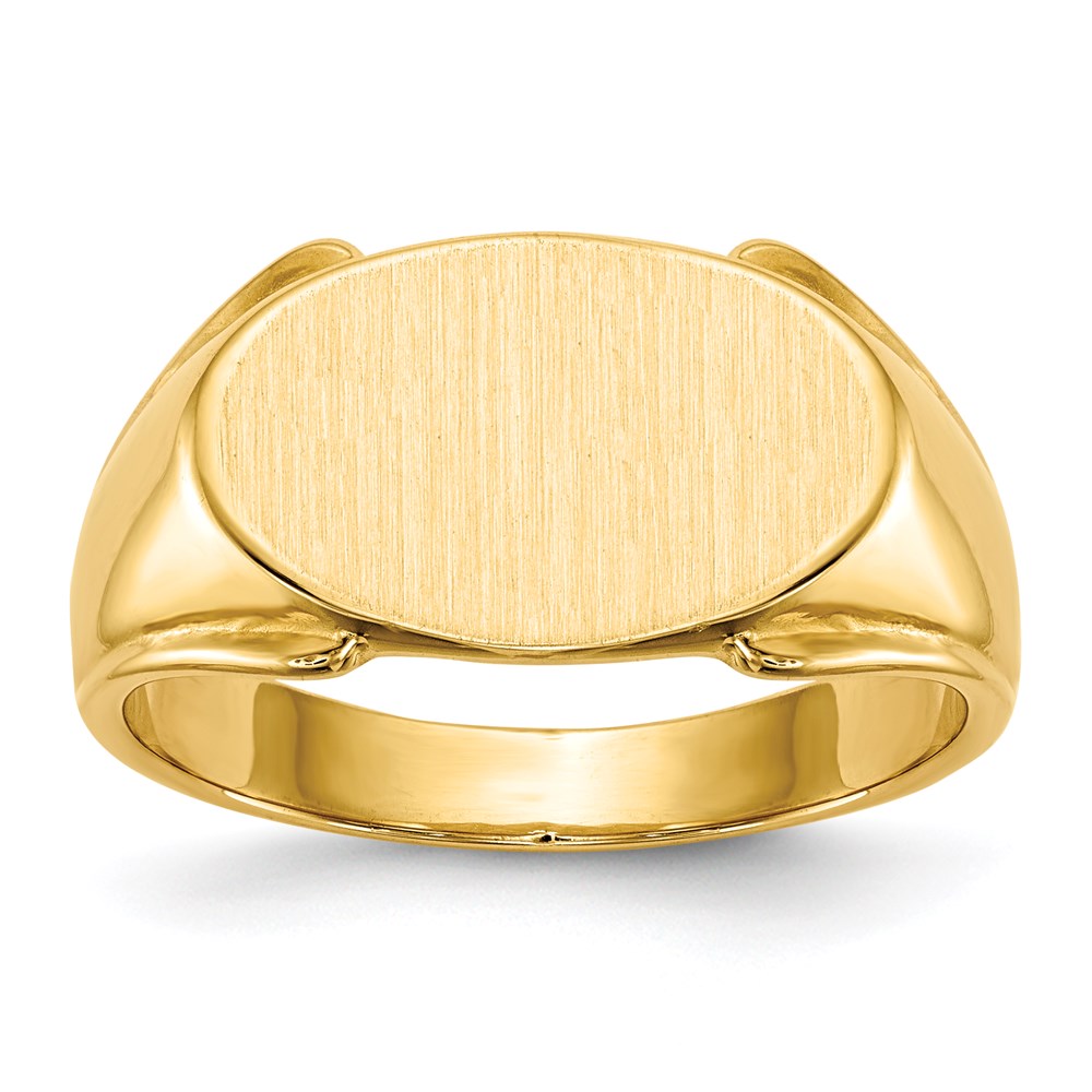 14K Gelbgold Herren-Siegelring mit geschlossener Rückseite, 10,5x17,0 mm