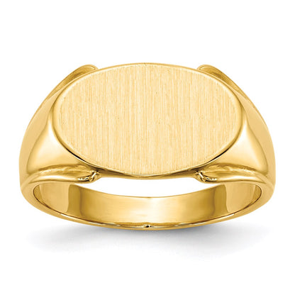 14K Gelbgold Herren-Siegelring mit geschlossener Rückseite, 10,5x17,0 mm