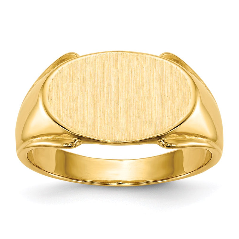 14K Gelbgold Herren-Siegelring mit geschlossener Rückseite, 10,5x17,0 mm