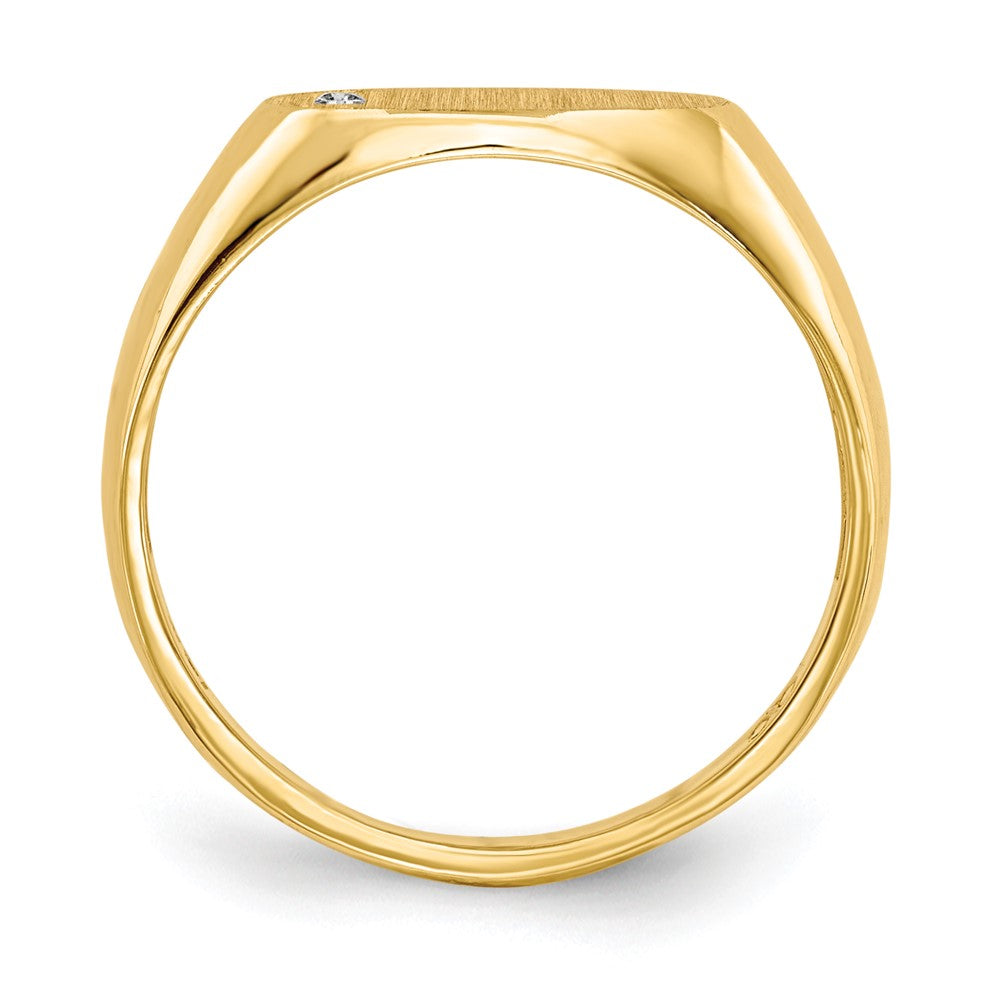 14K Gelbgold 6,5x11,0mm A Echter Diamant Signetring mit offener Fassung