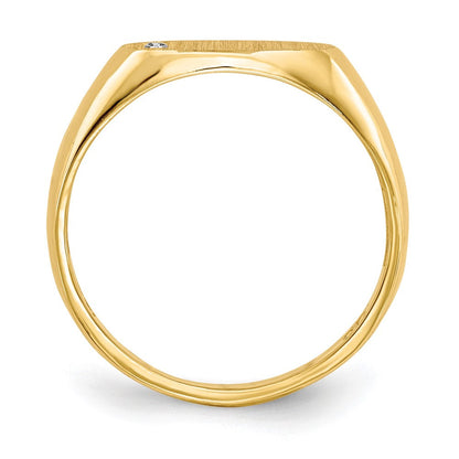 14K Gelbgold 6,5x11,0mm A Echter Diamant Signetring mit offener Fassung