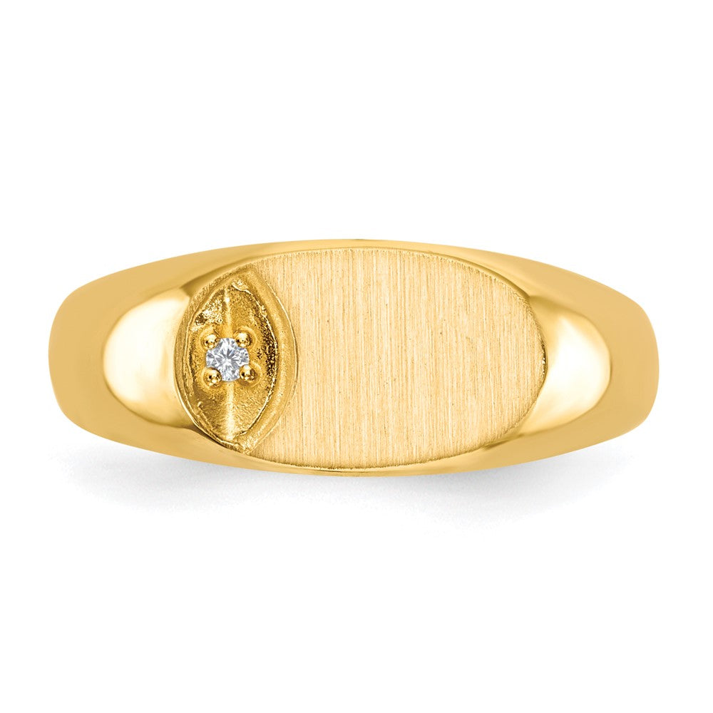 14K Gelbgold 6,5x11,0mm A Echter Diamant Signetring mit offener Fassung