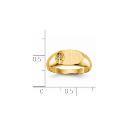 14 Karat Gelbgold Siegelring mit natürlichem Diamant, rund, 1,00 mm, Farbe G-H, VS