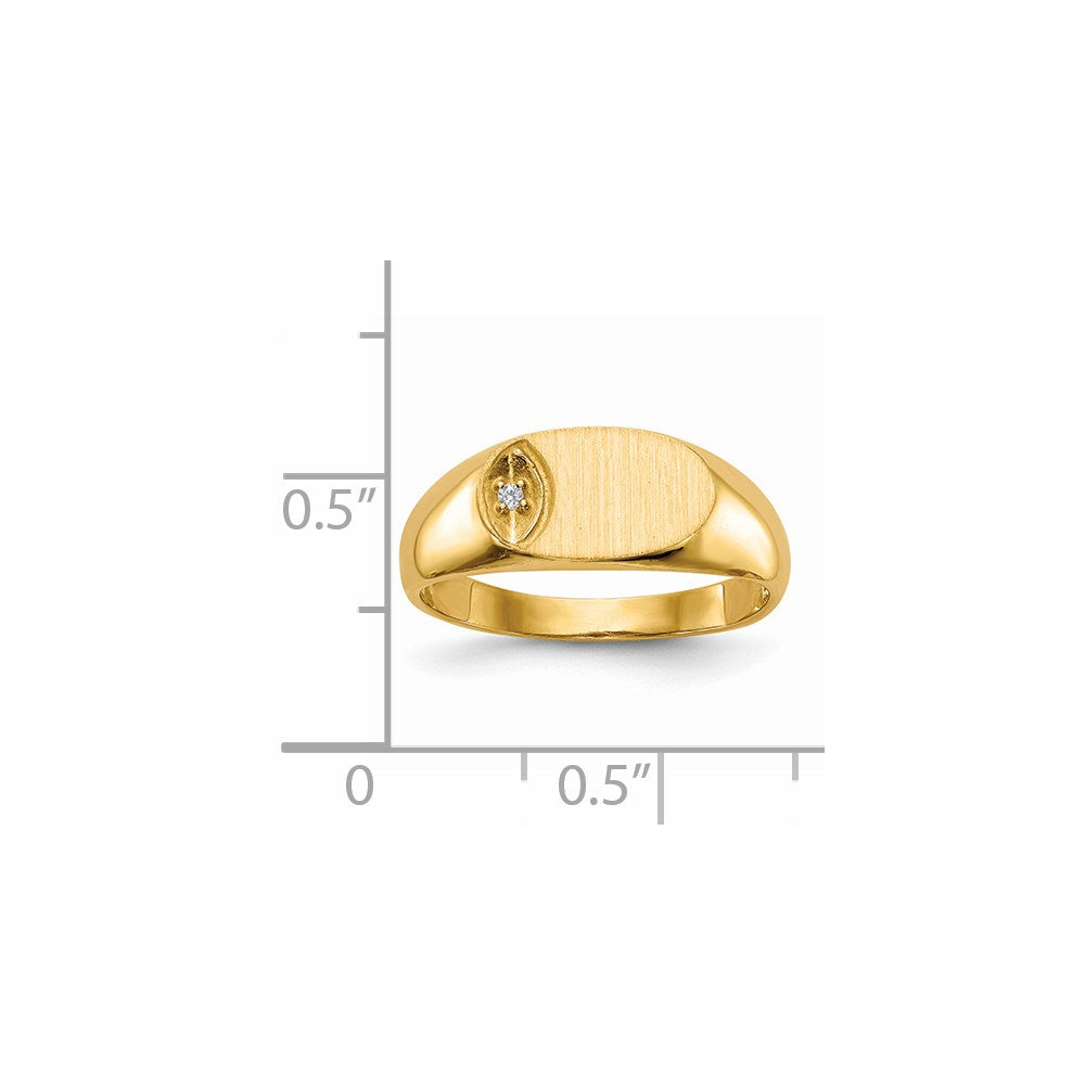 14K Gelbgold 6,5x11,0mm A Echter Diamant Signetring mit offener Fassung