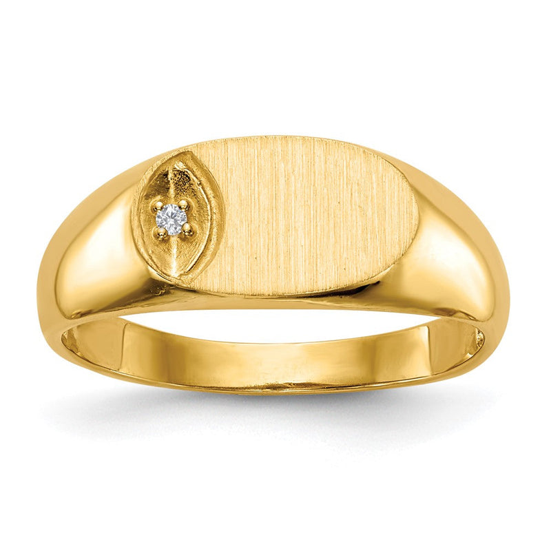 14K Gelbgold Siegelring mit 6,5x11,0mm AAA natürlichem Diamant und offener Fassung