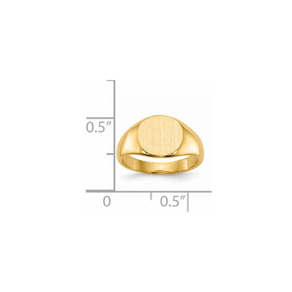 14K Gelbgold 7,5x9,0mm Kinder-Siegelring mit geschlossener Rückseite