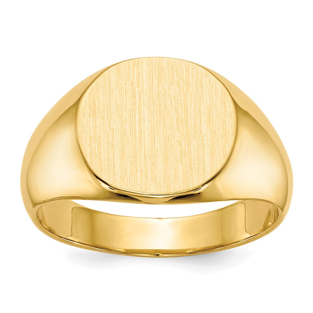 14K Gelbgold Herren-Siegelring mit geschlossener Fassung, 12,5x13,5 mm