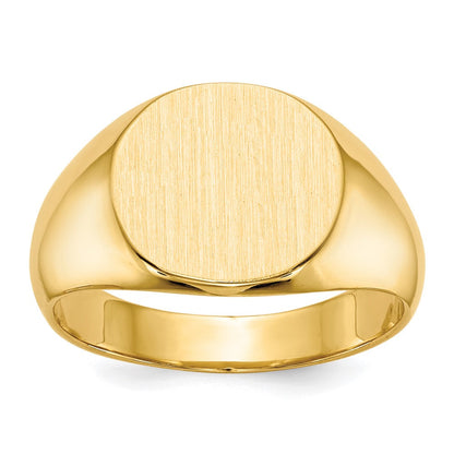 14K Gelbgold Herren-Siegelring mit geschlossener Fassung, 12,5x13,5 mm
