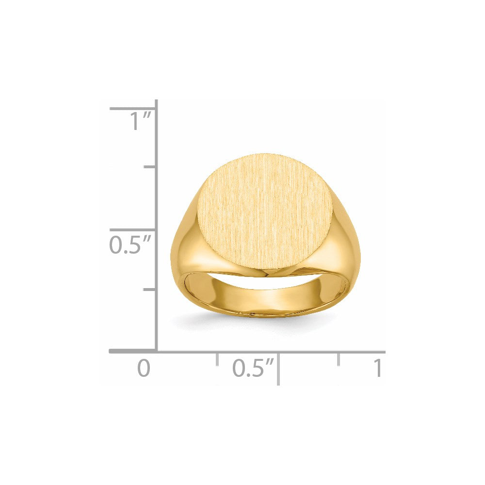 14K Gelbgold Siegelring mit geschlossener Rückseite, 15,0 x 15,5 mm