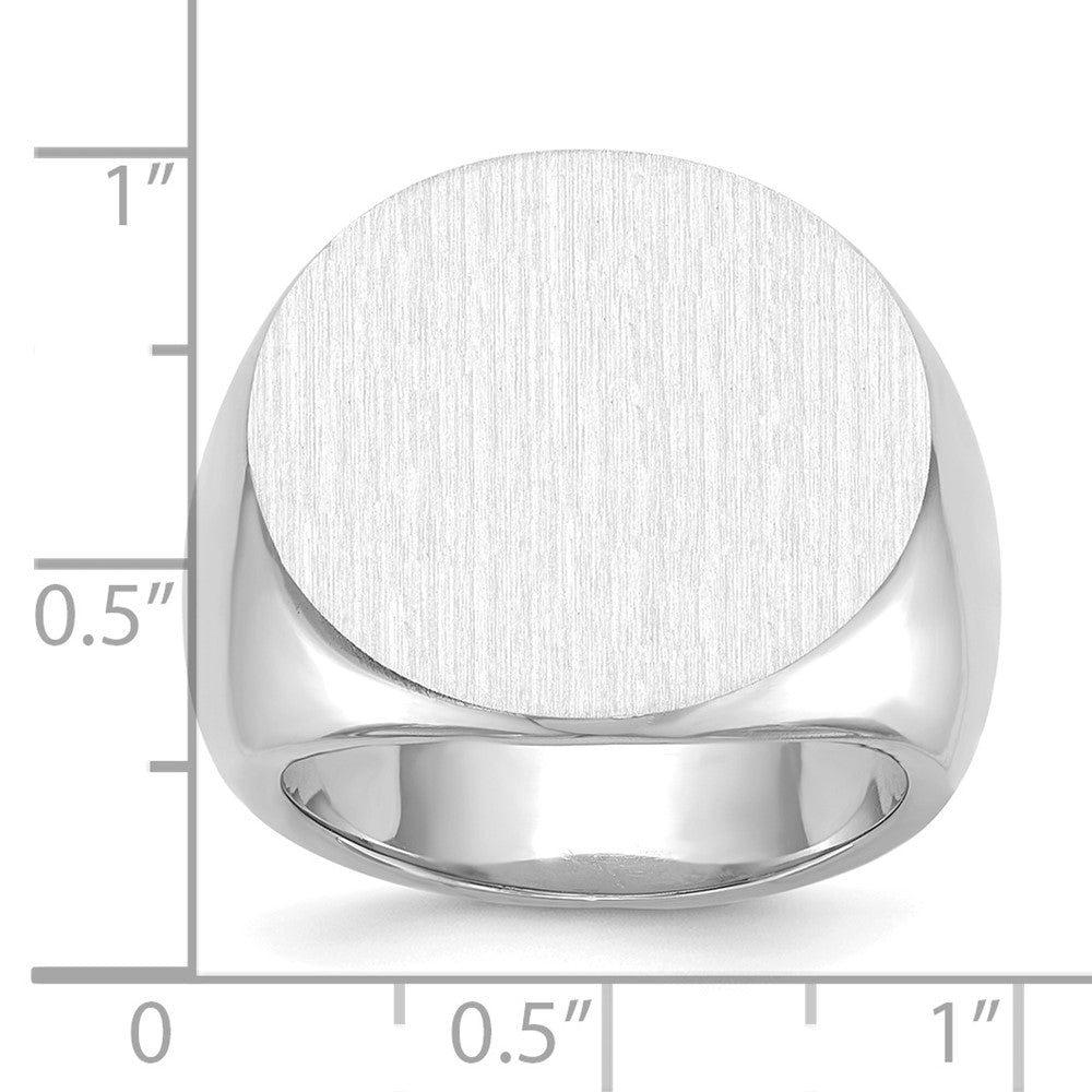 14K Weißgold Herren-Siegelring mit geschlossener Rückseite, 20,5 x 21,0 mm