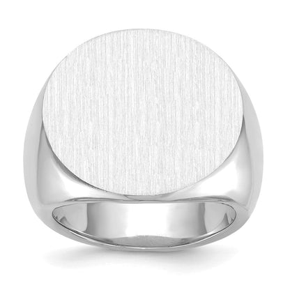 14K Weißgold Herren-Siegelring mit geschlossener Rückseite, 20,5 x 21,0 mm