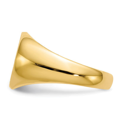 14K Gelbgold Herren-Siegelring mit offener Rückseite, 12,5 x 13,5 mm