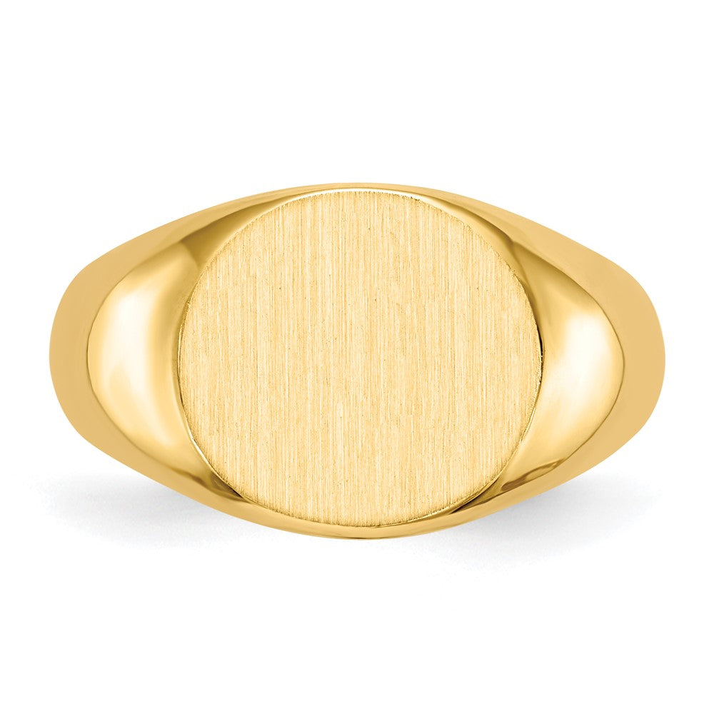 14K Gelbgold Herren-Siegelring mit offener Rückseite, 12,5 x 13,5 mm