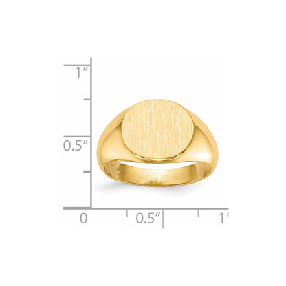 14K Gelbgold Herren-Siegelring mit offener Rückseite, 12,5 x 13,5 mm