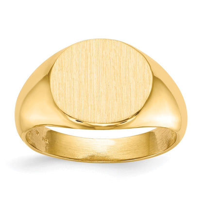 14K Gelbgold Herren-Siegelring mit offener Rückseite, 12,5 x 13,5 mm
