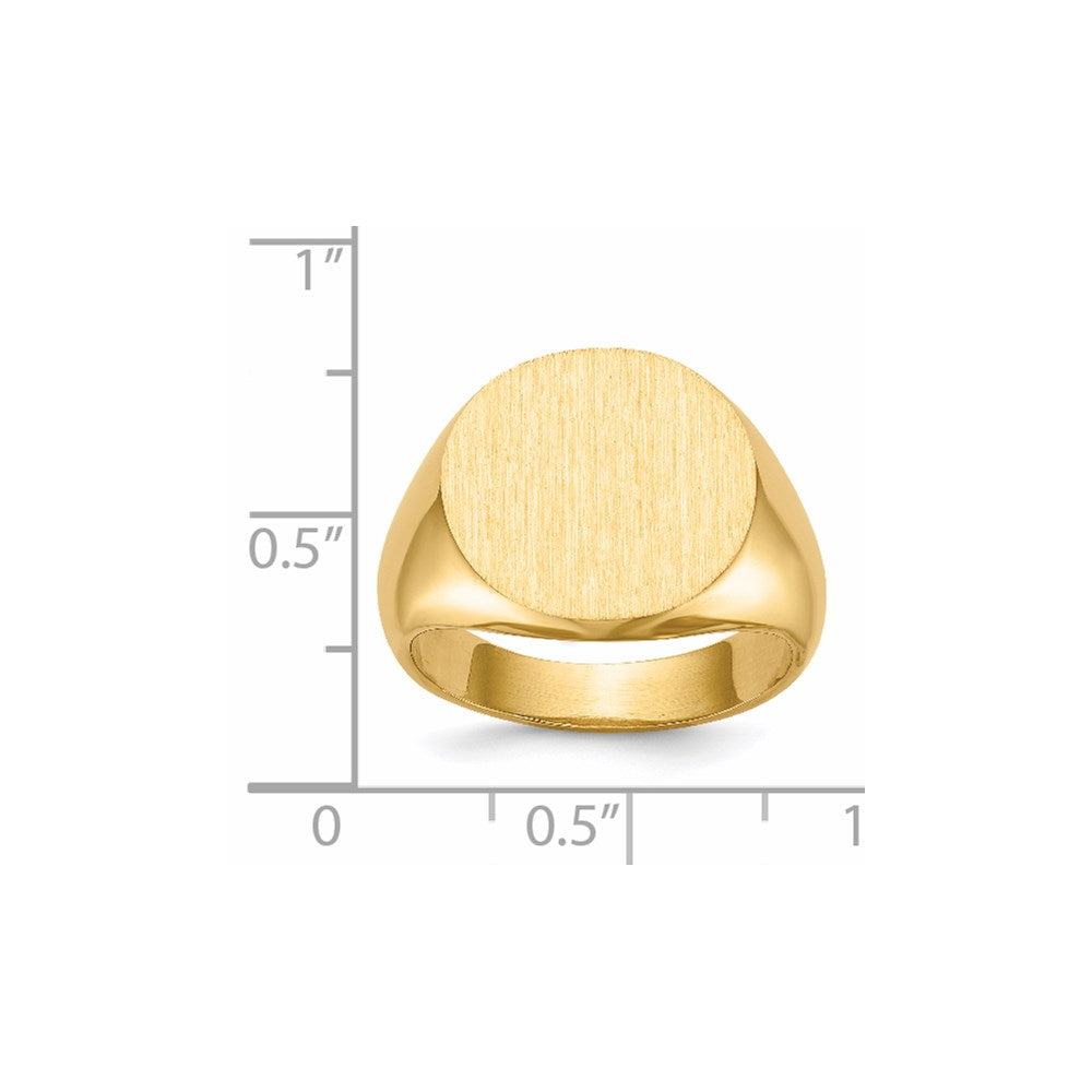 14K Gelbgold Siegelring mit offener Rückseite, 15,0 x 15,5 mm
