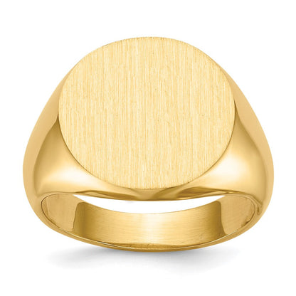 14K Gelbgold Siegelring mit offener Rückseite, 15,0 x 15,5 mm