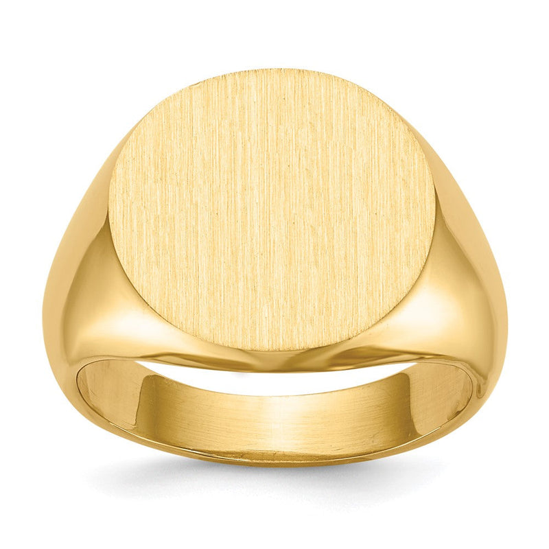 14K Gelbgold Siegelring mit offener Rückseite, 15,0 x 15,5 mm