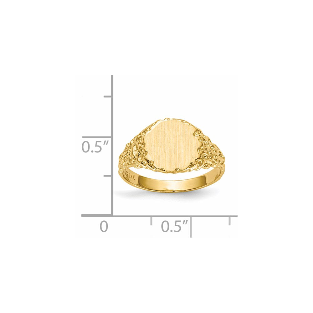 14K Gelbgold Siegelring mit geschlossener Fassung, 9,5x9,5mm