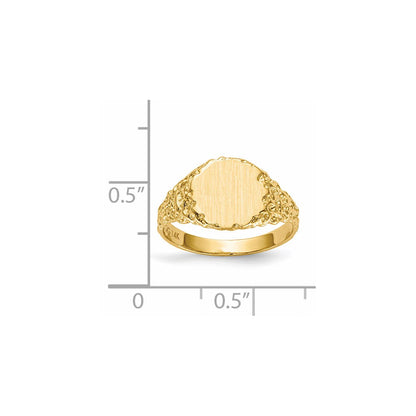 14K Gelbgold Siegelring mit geschlossener Fassung, 9,5x9,5mm
