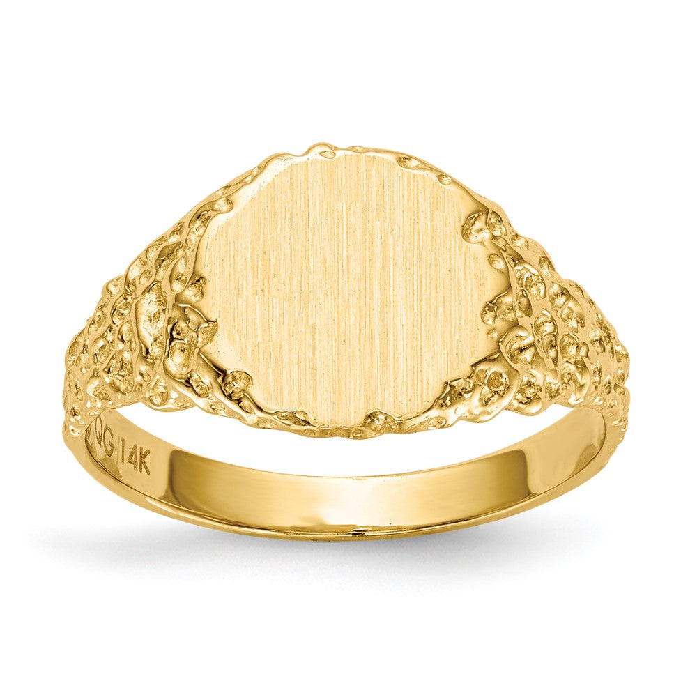 14K Gelbgold Siegelring mit geschlossener Fassung, 9,5x9,5mm