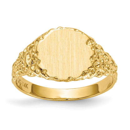 14K Gelbgold Siegelring mit geschlossener Fassung, 9,5x9,5mm