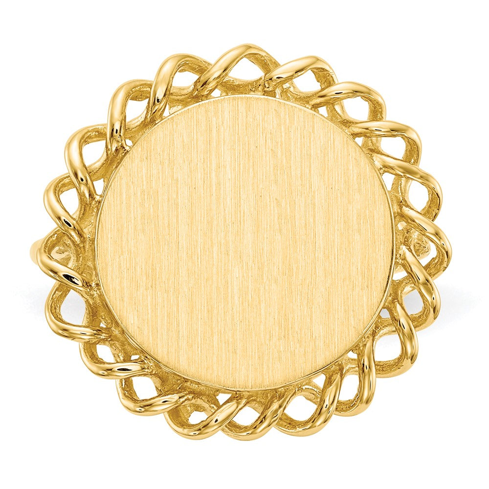 14K Gelbgold 14,5x15,0mm Siegelring mit offener Rückseite
