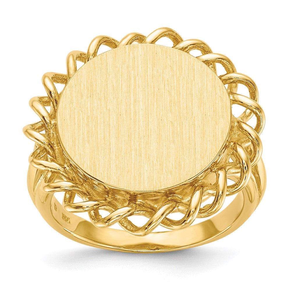 14K Gelbgold 14,5x15,0mm Siegelring mit offener Rückseite