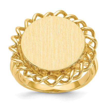 14K Gelbgold 14,5x15,0mm Siegelring mit offener Rückseite