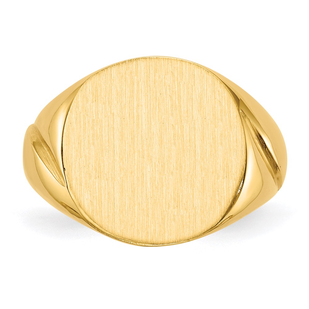 14K Gelbgold Siegelring für Herren mit geschlossener Fassung, 16,0x16,0 mm