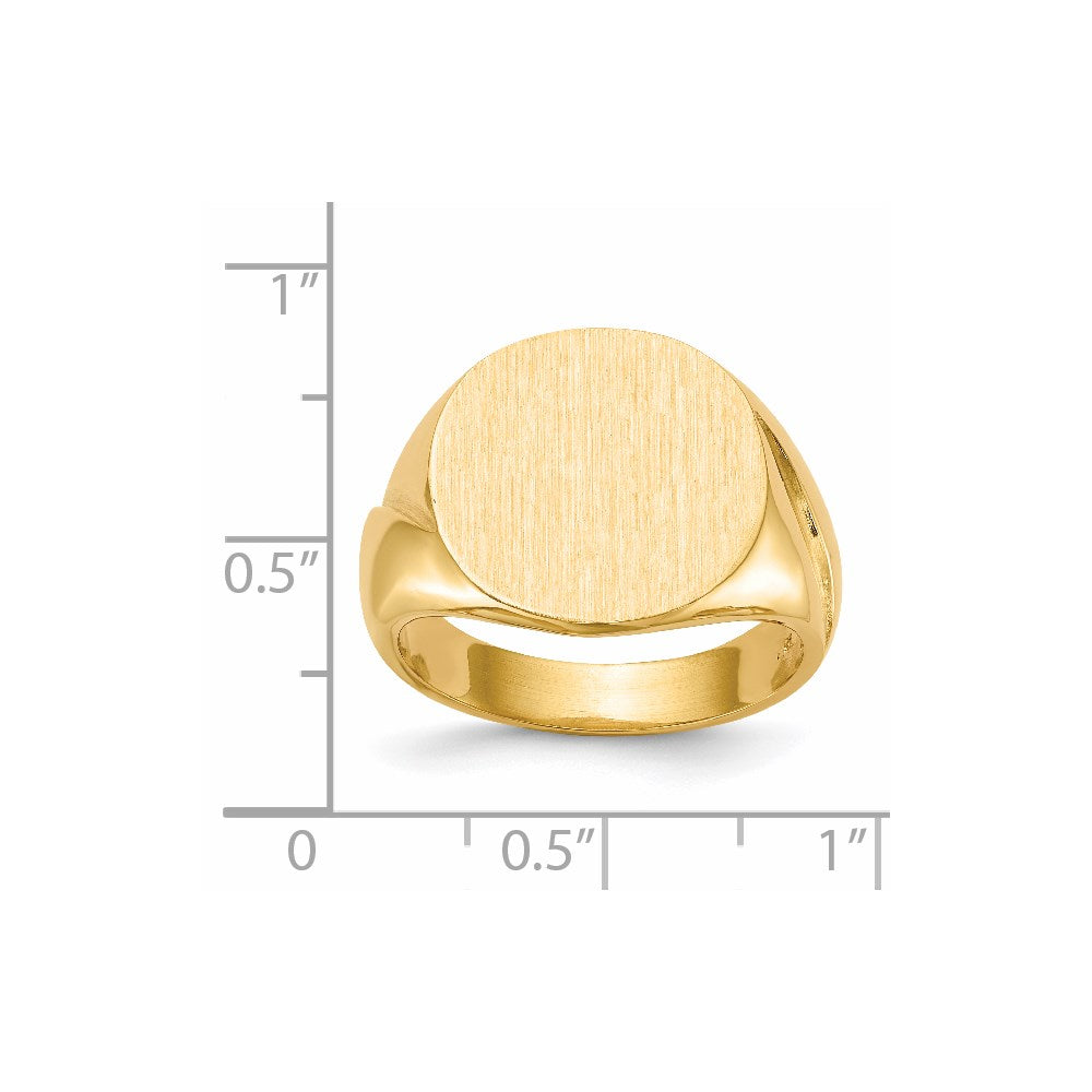 14K Gelbgold Siegelring für Herren mit geschlossener Fassung, 16,0x16,0 mm